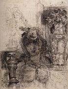James Ensor Nude at a Balustrade or Nude with Vase and Column oil painting reproduction